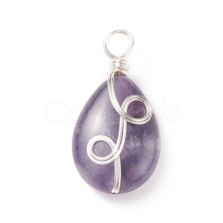 Natural Amethyst Pendants PALLOY-JF01750-03-1