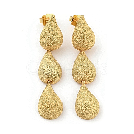 Rack Plating Brass Teardrop Dangle Stud Earrings EJEW-K263-19G-1