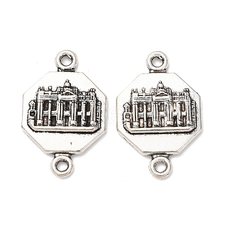 Tibetan Style Alloy Octagon with Church Connector Charms FIND-Z099-16AS-02-1