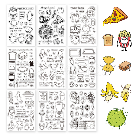 Globleland 9 sheets 9 style PVC Plastic Stamps DIY-GL0002-89-1