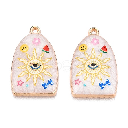 Printed Rack Plating Alloy Enamel Pendants ENAM-T020-03E-1