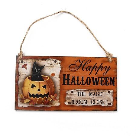 Halloween Wooden Door Hanging Welcome Sign Board HJEW-Z002-02C-1