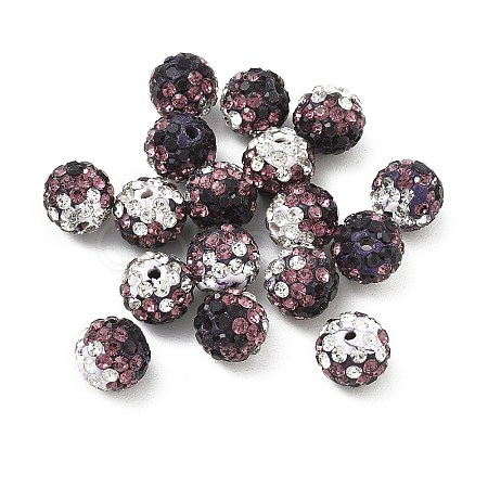 Handmade Polymer Clay Rhinestone Beads RB-CBAFAF8-01G-1