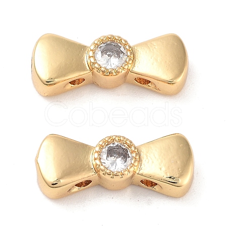 Brass Pave Clear Cubic Zirconia Bowknot Multi-Strand Links LS-KK-B102-37A-01G-1