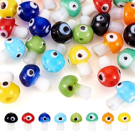 32Pcs 8 Colors Handmade Evil Eye Lampwork Beads LAMP-CD0001-20-1