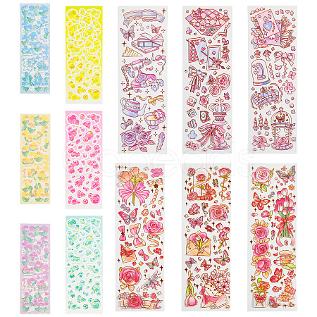 8 Styles Laser PVC Stickers AJEW-TA0001-56-1