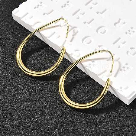 Teardrop Brass Dangle Earrings EJEW-R018-01G-1