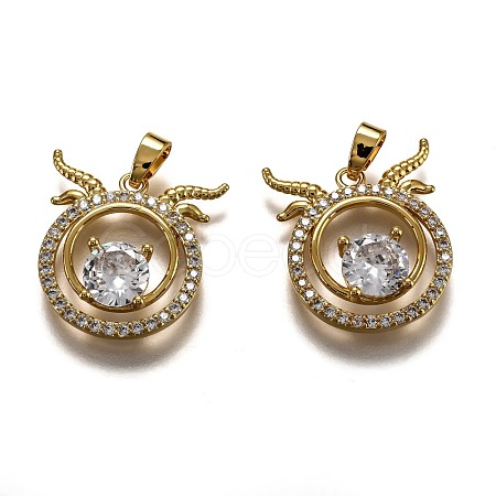 Brass Clear Cubic Zirconia Constellation Charms KK-J278-33G-I-1