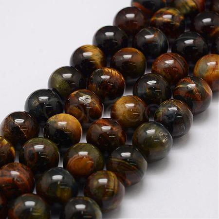 Natural Yellow Blue Tiger Eye(Dyed & Heated) Bead Strands G-P230-07-16mm-1