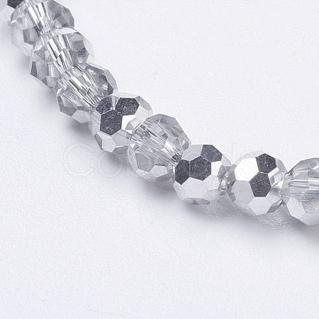 Faceted(32 Facets) Round Half Plated Electroplate Glass Beads Strands X-EGLA-J042-4mm-H02-1