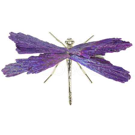 Electroplate Natural Tourmaline Insect Dragonfly Figurine LS-PW23052281268-1