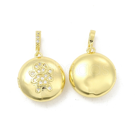 Brass Micro Pave Clear Cubic Zirconia Locket Pendants KK-H441-43A-LG-1