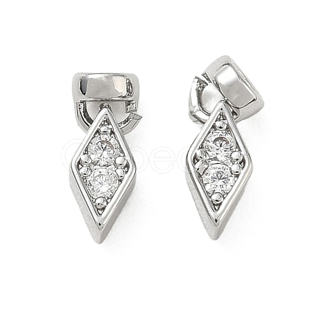 Brass Micro Pave Clear Cubic Zirconia Charms KK-C172-24P-1