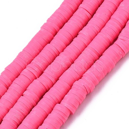 Flat Round Handmade Polymer Clay Beads CLAY-R067-6.0mm-48-1