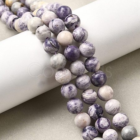 Natural Purple Stripe Jasper Beads Strands G-K350-C03-8mm-1