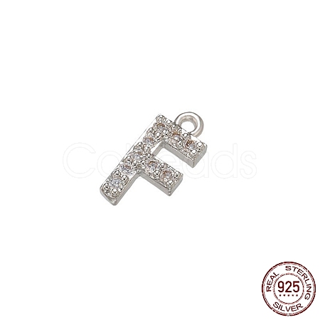 Real Platinum Plated Rhodium Plated 925 Sterling Silver Micro Pave Clear Cubic Zirconia Charms STER-P054-10P-F-1