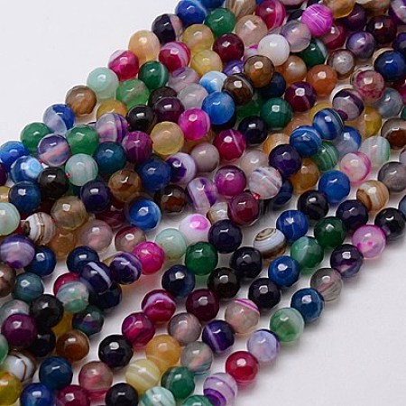 Natural Striped Agate/Banded Agate Beads Strands G-G581-6mm-17-1