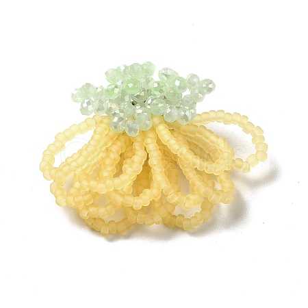 Glass Beads Braided Flower Cabochons GLAA-F120-01B-1