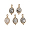 Natural Labradorite Faceted Pendans, Golden Plated Brass Oval Charms, 20.5x9.5x5.5mm, Hole: 1.7mm