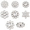 AHADERMAKER 42Pcs 7 Styles 1-Hole Alloy Rhinestone Shank Button, Star of David & Flower, Platinum, 15~20x15~20x8.5~11mm, Hole: 2mm, 6pcs/style