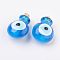 Handmade Lampwork Perfume Bottle Pendants, Essential Oil Bottle, Evil Eye, Deep Sky Blue, 29.5~30mm, Hole: 5~5.5mm, Bottle Capacity: 0.5~1ml(0.017~0.03 fl. oz)