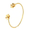 Clear Cubic Zirconia Cuff Bangles, Real 18K Gold Plated Brass Wristband, Flower, Inner Diameter: 2-3/8 inch(6.1cm)