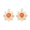 Alloy Cat Eye Pendants, Sun, Golden, Orange Red, 21.5x18.5x3mm, Hole: 1.6mm