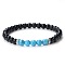 Simple Fashion Natural Dyed & Heated Black Agate & Synthetic Turquoise Beaded Stretch Bracelets for Women