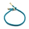 Cotton Cord Bracelets, with Brass Finding, Long-Lasting Plated, Real 24K Gold Plated, Deep Sky Blue, 8-1/2 inch(21.5cm)~9 inch(23cm)