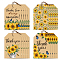 120Pcs 4 Styles Sunflower Paper Thank You Gift Tags, Hange Tags, For Arts and Crafts, with 30M Jute Twine, Rectangle, Yellow, 7.7x5.1cm, Hole: 5mm, 30pcs/style