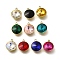 304 Stainless Steel Pendants, with Rhinestone, Real 18K Gold Plated, Ion Plating(IP), Flat Round, Mixed Color, 16.5x13.5x7.5mm, Hole: 1.6mm