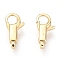 Brass Lobster Claw Clasps, Rectangle, Real 18K Gold Plated, 11x5x3mm, Hole: 0.9mm, Inner Diameter: 3x3mm