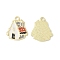 Alloy Enamel Pendants, House Charm, Golden, Dark Gray, 19.5x17x1.4mm, Hole: 2mm