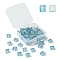 60Pcs Transparent Glass Cabochons, Square, Light Blue, 9.8x9.8x4mm