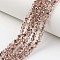 Electroplate Transparent Glass Beads Strands, Half Copper Plated, Faceted, Rondelle, Light Salmon, 3.5x3mm, Hole: 0.4mm, about 113~118pcs/strand, 31~33cm