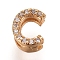 Golden Plated Brass Micro Pave Cubic Zirconia Slide Charms, Letter, Clear, Letter.C, 7~7.5x1.5~6.5x3mm, Hole: 6x1mm