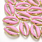 Alloy Enamel Beads, Cowrie Shell Shape, Light Gold, Hot Pink, 16.5x10x4.5mm, Hole: 1.2mm