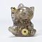 Resin Craft Display Decorations, with Natural Rutilated Quartz Chip, Lucky Cat Figurine, for Home Feng Shui Ornament, 63x55x45mm