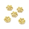 Rack Plating Brass Beads Caps, with Cubic Zirconia, Long-Lasting Plated, Lead Free & Cadmium Free, Flower, Golden, 10x10x3.5mm, Hole: 1.4mm