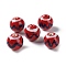 Handmade Porcelain Beads, Famille Rose Porcelain, Round, Dark Red, 12~13.5mm, Hole: 1.8mm