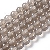 Natural Grey Agate Bead Strands G-R193-12-6mm-1