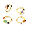 4Pcs 4 Style Natural Mixed Gemstone Braided Bead Finger Rings Set RJEW-TA00083-1