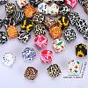 Colorful Pattern Printed Silicone Focal Beads SI-JX0022A-01-2