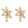 Brass Micro Pave Cubic Zirconia Stud Earring Findings KK-K371-34G-1
