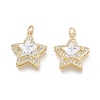 Brass Micro Pave Cubic Zirconia Pendants X-ZIRC-F114-10-G-1