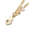 Heart & Rose Brass Pendant Necklace 304 Stainless Steel Chains for Women NJEW-JN04088-5
