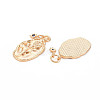Brass Capri Blue Rhinestone Pendants X-KK-S364-219-2