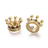 Crown 304 Stainless Steel with Cubic Zirconia European Beads STAS-F243-34G-2