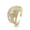 Rack Plating Brass Micro Pave Cubic Zirconia Open Cuff Rings RJEW-K257-31G-1