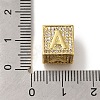 Brass Cubic Zirconia Cube European Beads KK-Q818-01A-G-3
